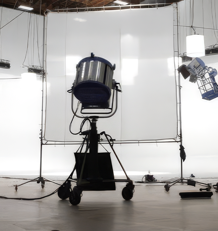 Projecteur de cinéma devant une toile de diffusion